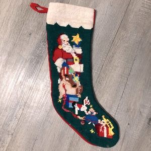 Stocking Santa needlepoint velvet